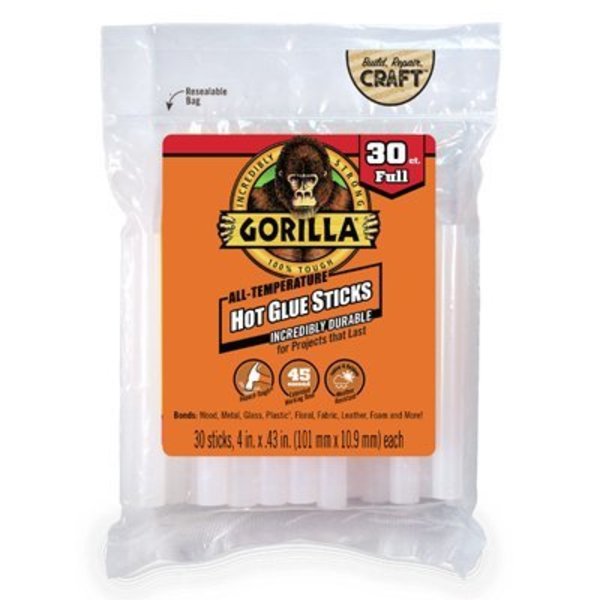 Gorilla Glue Full Hot Glue Sticks, 4 in L, 30 sticks 3033002